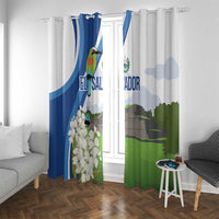 El Salvador Tazumal Window Curtain Flor de Izote with Torogoz Bird - Wonder Print Shop