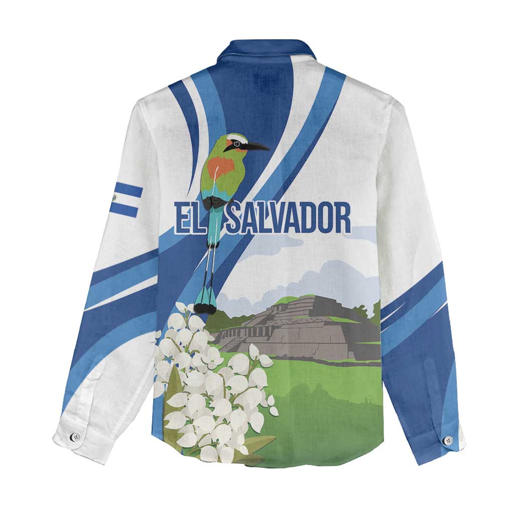 El Salvador Tazumal Women Casual Shirt Flor de Izote with Torogoz Bird - Wonder Print Shop