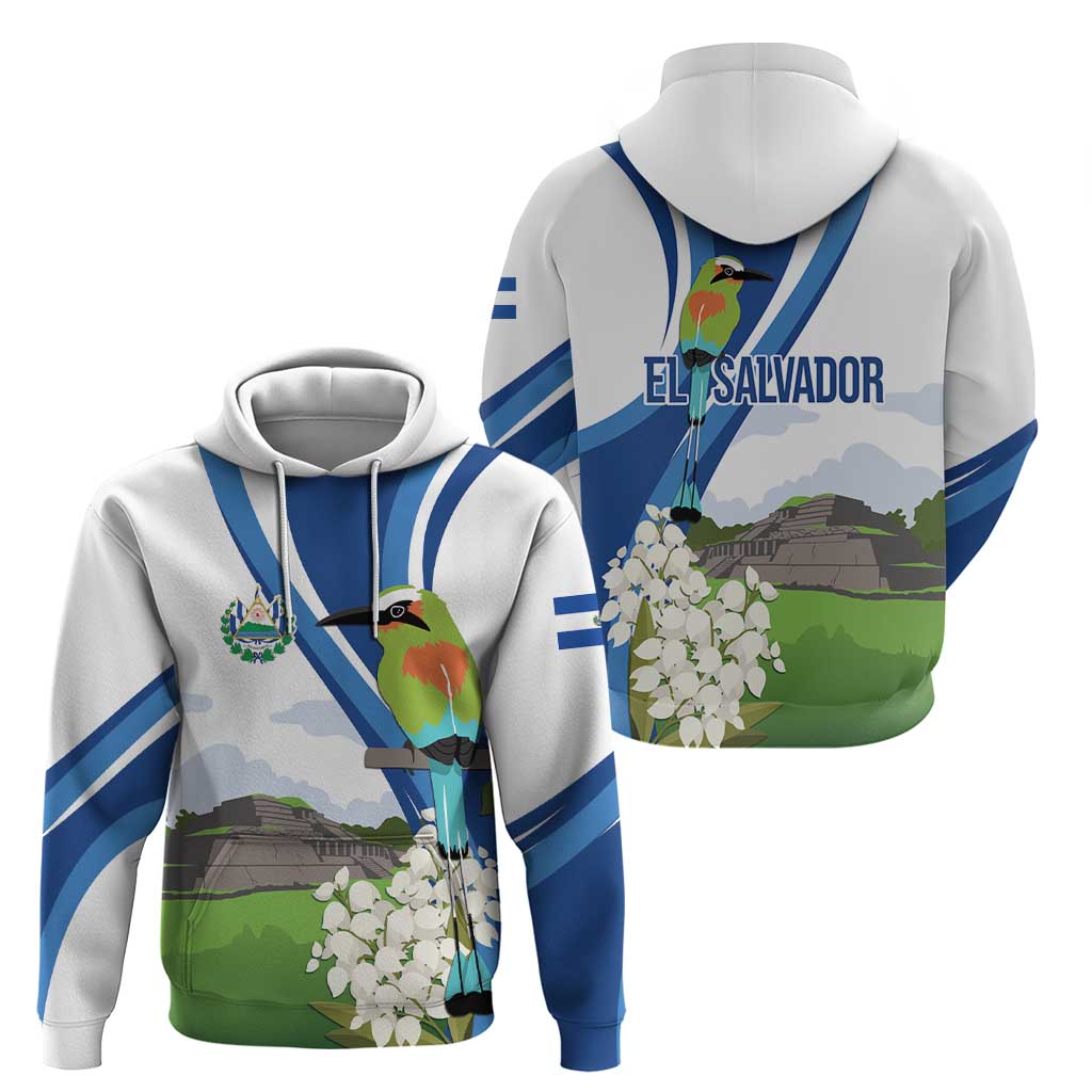 El Salvador Tazumal Zip Hoodie Flor de Izote with Torogoz Bird - Wonder Print Shop