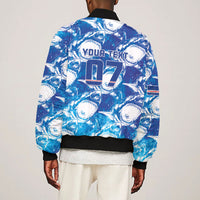 Cabo Verde WC2026 Prematch Guernsey Inspired Custom Bomber Jacket Tubaroes Azuis Making History