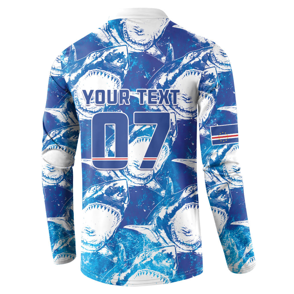 Cabo Verde WC2026 Prematch Guernsey Inspired Custom Button Sweatshirt Tubaroes Azuis Making History