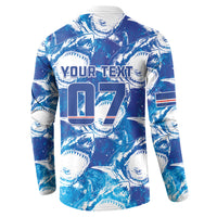 Cabo Verde WC2026 Prematch Guernsey Inspired Custom Button Sweatshirt Tubaroes Azuis Making History