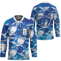 Cabo Verde WC2026 Prematch Guernsey Inspired Custom Hockey Jersey Tubaroes Azuis Making History