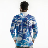 Cabo Verde WC2026 Prematch Guernsey Inspired Custom Long Sleeve Polo Shirt Tubaroes Azuis Making History