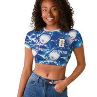 Cabo Verde WC2026 Prematch Guernsey Inspired Custom Raglan Cropped T shirt Tubaroes Azuis Making History