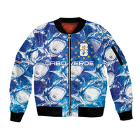 Cabo Verde WC2026 Prematch Guernsey Inspired Custom Sleeve Zip Bomber Jacket Tubaroes Azuis Making History
