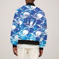 Cabo Verde WC2026 Prematch Guernsey Inspired Custom Sleeve Zip Bomber Jacket Tubaroes Azuis Making History