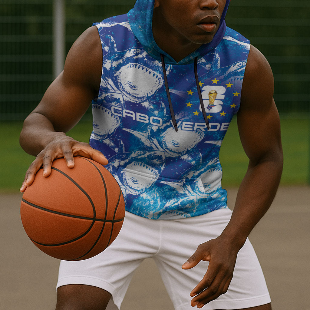 Cabo Verde WC2026 Prematch Guernsey Inspired Custom Sleeveless Hoodie Tubaroes Azuis Making History
