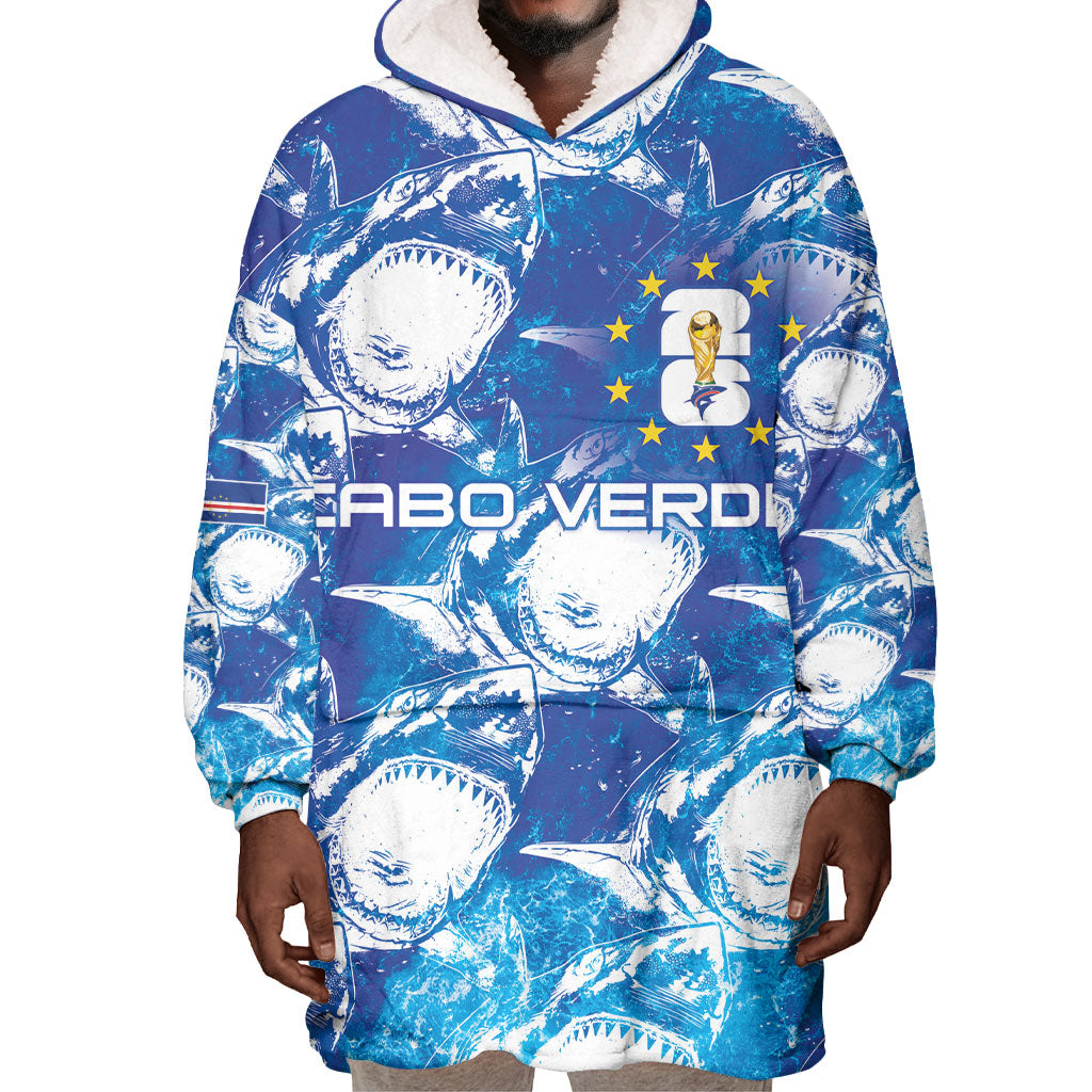 Cabo Verde WC2026 Prematch Guernsey Inspired Custom Wearable Blanket Hoodie Tubaroes Azuis Making History