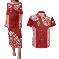 Personalised Tonga Rugby Couples Matching Puletasi Dress and Hawaiian Shirt Mate Ma'a Tonga Champions LT7 - Wonder Print Shop