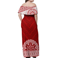 Personalised Tonga Rugby Off Shoulder Maxi Dress Mate Ma'a Tonga Champions - Wonder Print Shop