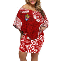 Personalised Tonga Rugby Off Shoulder Short Dress Mate Ma'a Tonga Champions - Wonder Print Shop