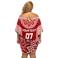 Personalised Tonga Rugby Off Shoulder Short Dress Mate Ma'a Tonga Champions - Wonder Print Shop