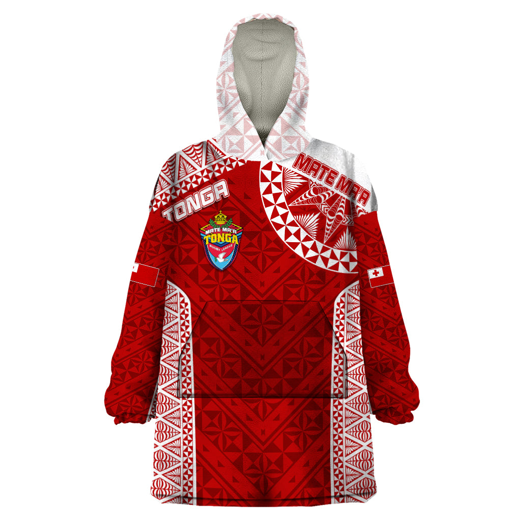 Personalised Tonga Rugby Wearable Blanket Hoodie Mate Ma'a Tonga Champions - Wonder Print Shop