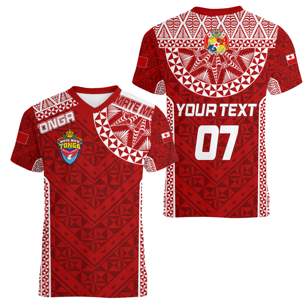 Personalised Tonga Rugby Women V Neck T Shirt Mate Ma'a Tonga Champions - Wonder Print Shop