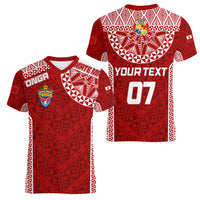 Personalised Tonga Rugby Women V Neck T Shirt Mate Ma'a Tonga Champions - Wonder Print Shop