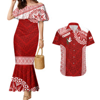 Personalised Tonga Rugby Couples Matching Mermaid Dress And Hawaiian Shirt Ikale Tahi Champions World Cup 2023 LT7 - Wonder Print Shop