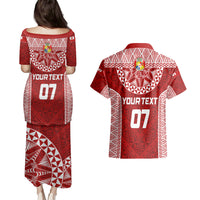 Personalised Tonga Rugby Couples Matching Puletasi Dress and Hawaiian Shirt Ikale Tahi Champions World Cup 2023 LT7 - Wonder Print Shop