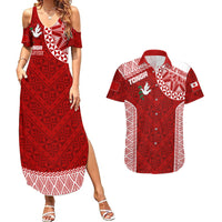 Personalised Tonga Rugby Couples Matching Summer Maxi Dress and Hawaiian Shirt Ikale Tahi Champions World Cup 2023 LT7 - Wonder Print Shop