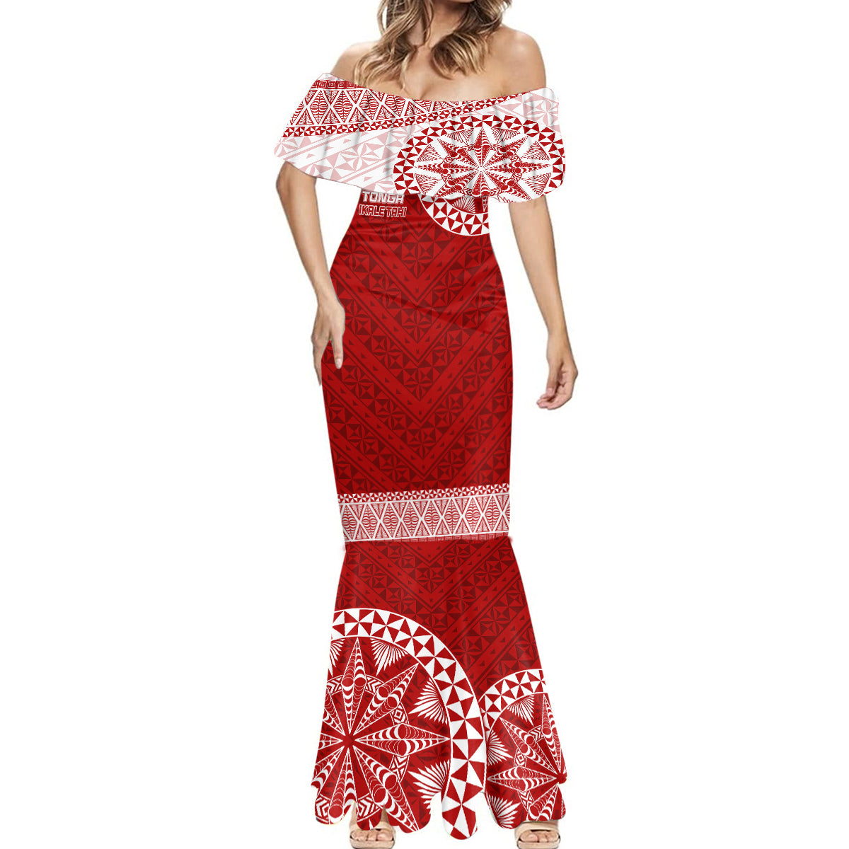 Personalised Tonga Rugby Mermaid Dress Ikale Tahi Champions World Cup 2023 - Wonder Print Shop