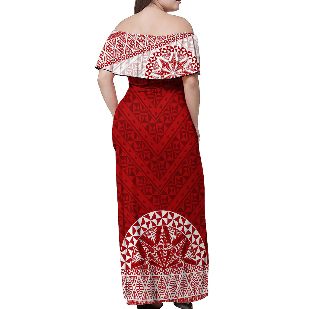 Personalised Tonga Rugby Off Shoulder Maxi Dress Ikale Tahi Champions World Cup 2023 - Wonder Print Shop