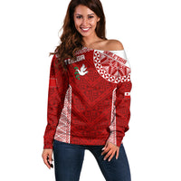 Personalised Tonga Rugby Off Shoulder Sweater Ikale Tahi Champions World Cup 2023 - Wonder Print Shop