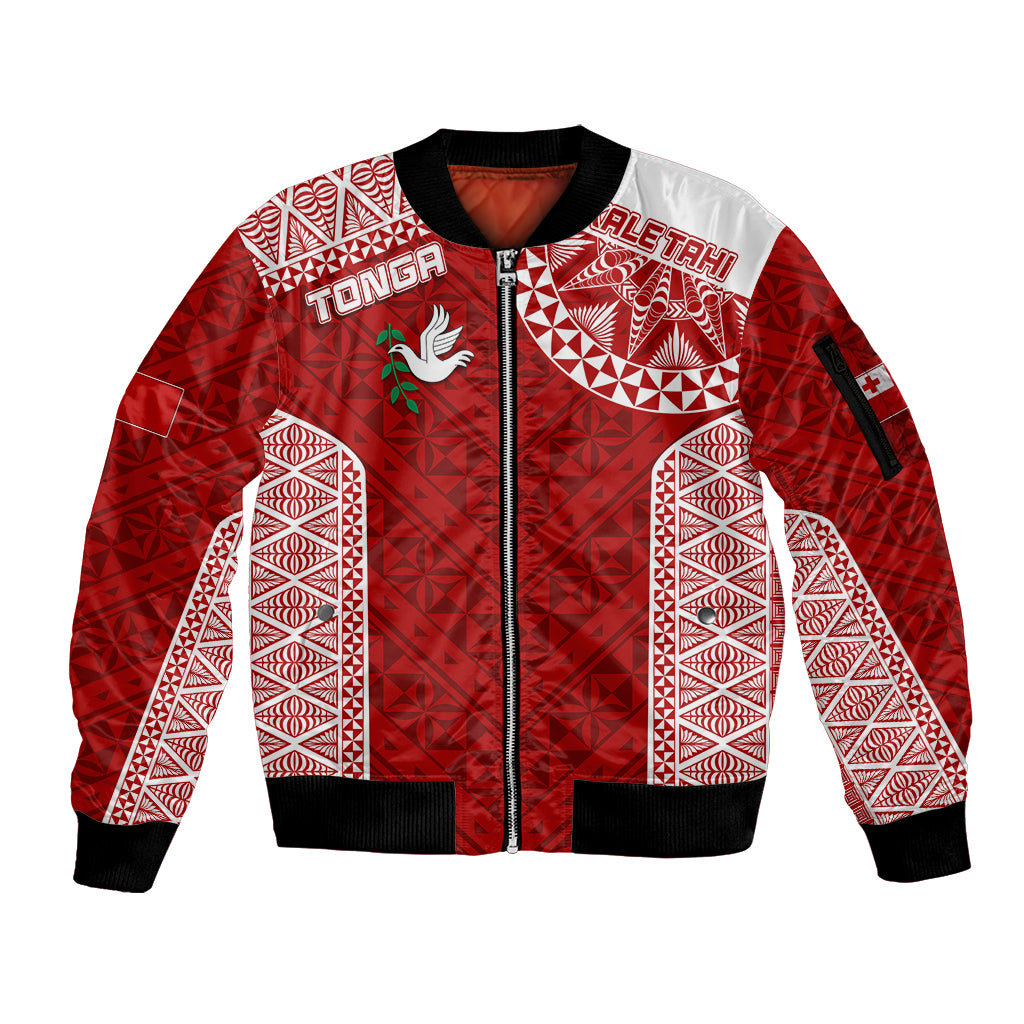 Personalised Tonga Rugby Sleeve Zip Bomber Jacket Ikale Tahi Champions World Cup 2023 - Wonder Print Shop