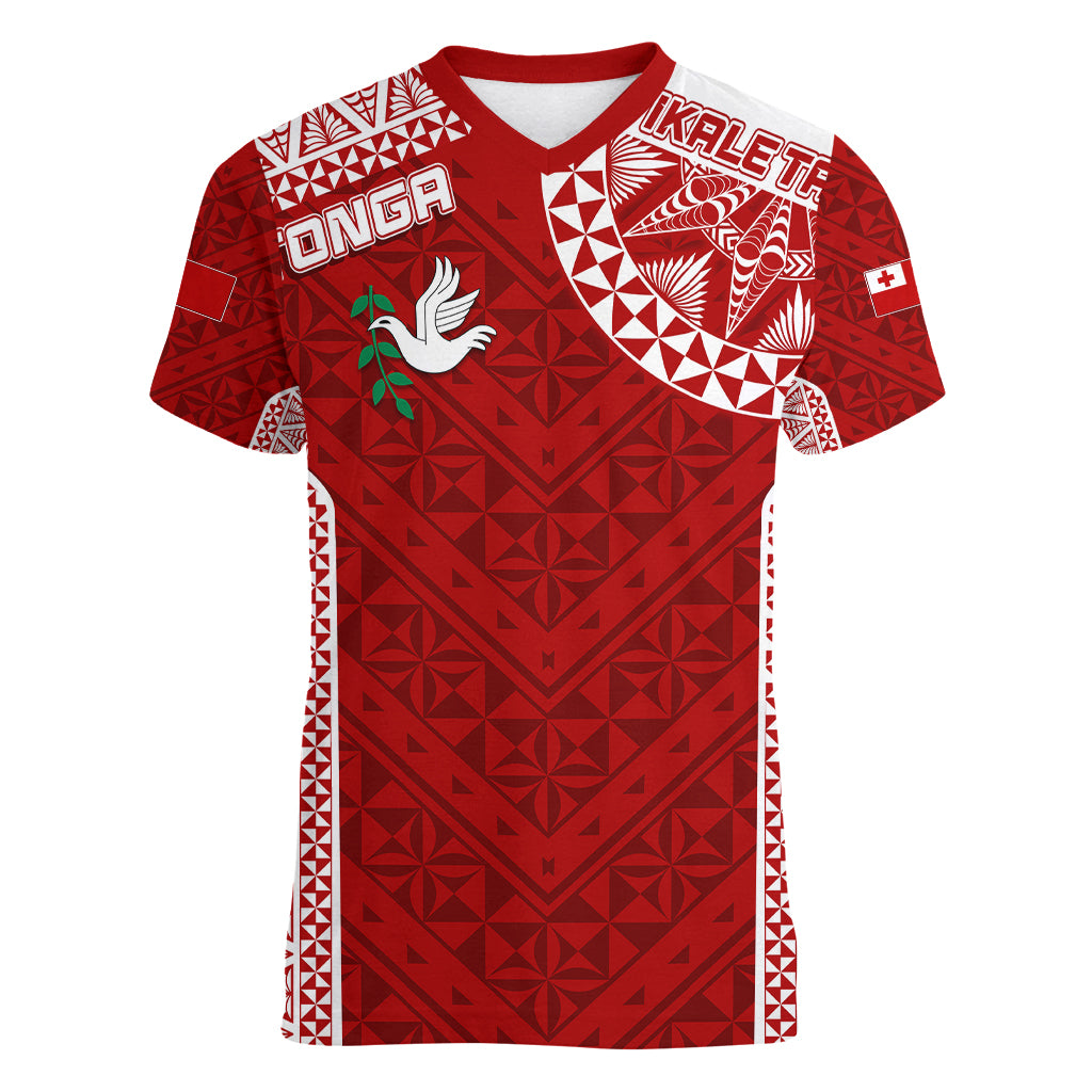 Personalised Tonga Rugby Women V Neck T Shirt Ikale Tahi Champions World Cup 2023 - Wonder Print Shop