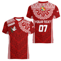 Personalised Tonga Rugby Women V Neck T Shirt Ikale Tahi Champions World Cup 2023 - Wonder Print Shop
