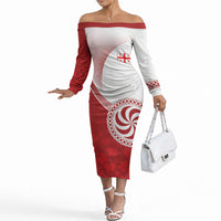 Georgia Rugby Custom Borjgalosnebi Off The Shoulder Long Sleeve Dress Champions Lelos