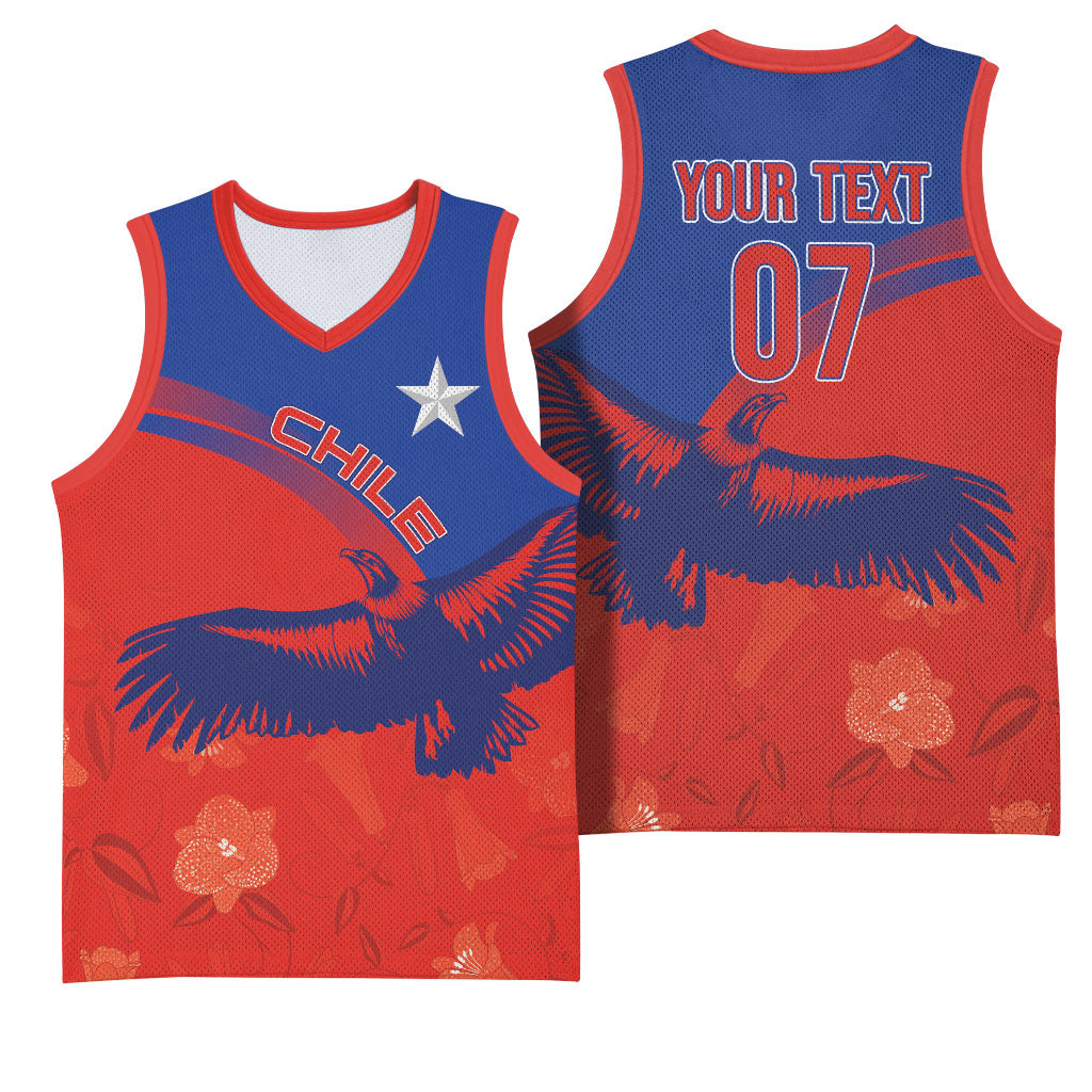 Chile Rugby Custom Los Condores Basketball Jersey Copihue Motifs