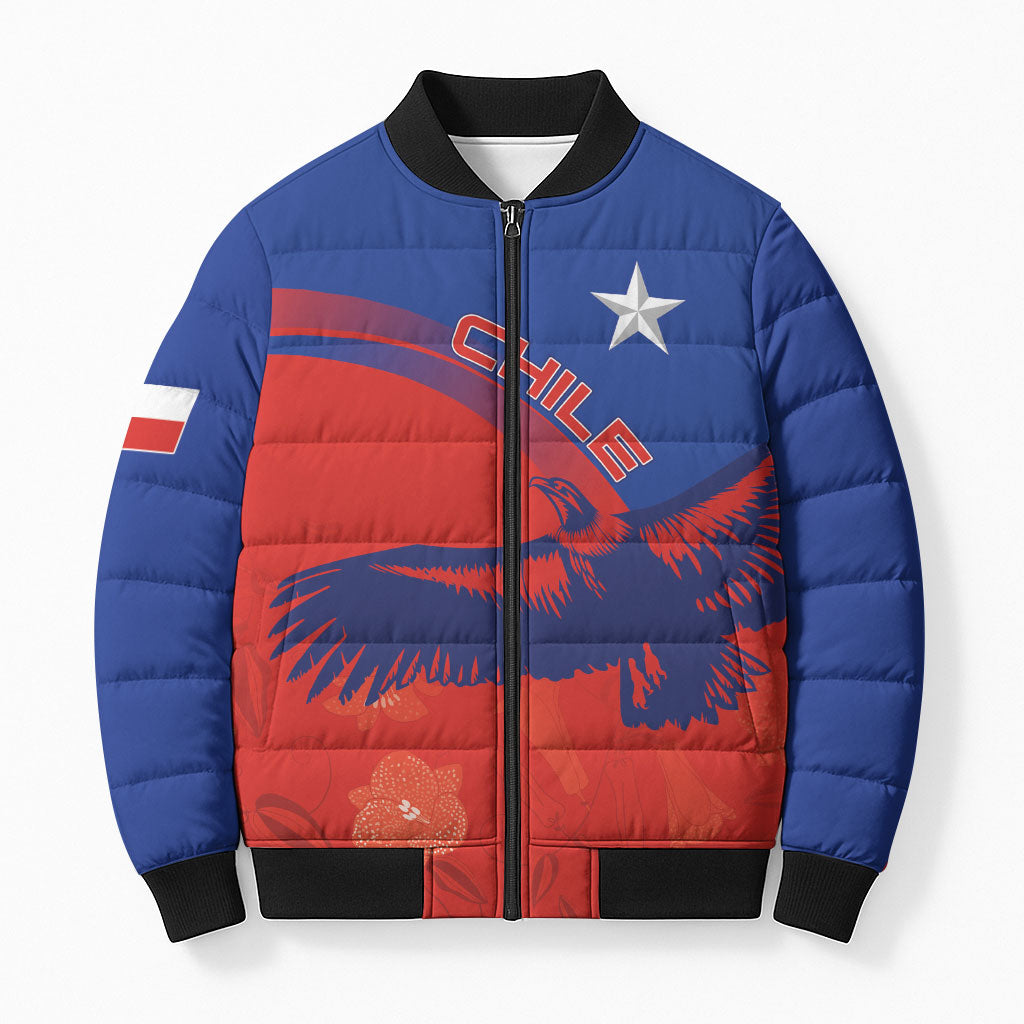 Chile Rugby Custom Los Condores Bomber Puffer Jacket Copihue Motifs