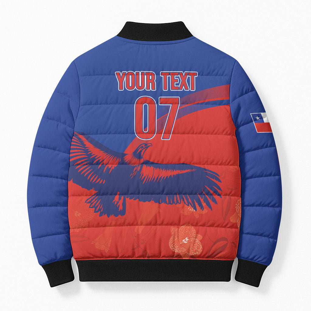 Chile Rugby Custom Los Condores Bomber Puffer Jacket Copihue Motifs