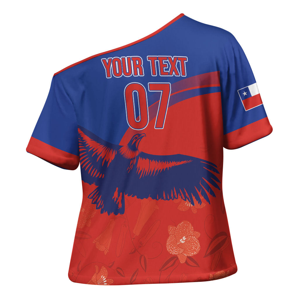 Chile Rugby Custom Los Condores Cross Shoulder Shirt Copihue Motifs