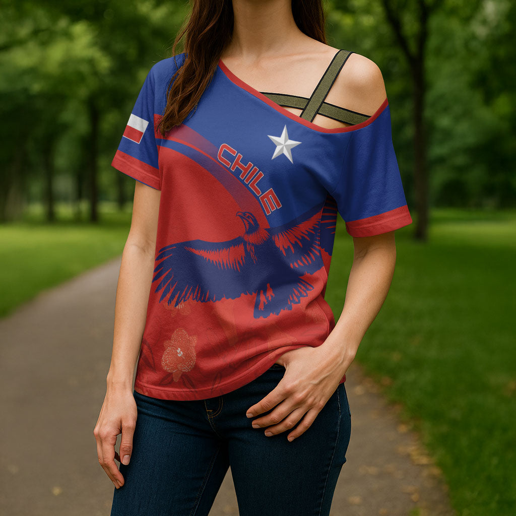 Chile Rugby Custom Los Condores Cross Shoulder Shirt Copihue Motifs