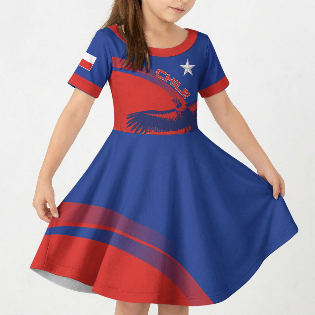 Chile Rugby Custom Los Condores Kid Short Sleeve Dress Copihue Motifs