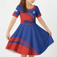 Chile Rugby Custom Los Condores Kid Short Sleeve Dress Copihue Motifs