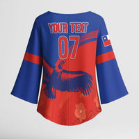 Chile Rugby Custom Los Condores Kimono Sleeve Blouse Copihue Motifs