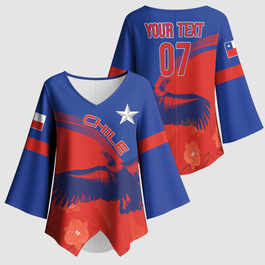 Chile Rugby Custom Los Condores Kimono Sleeve Blouse Copihue Motifs