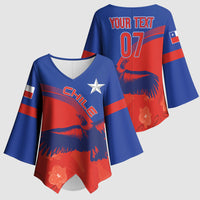 Chile Rugby Custom Los Condores Kimono Sleeve Blouse Copihue Motifs