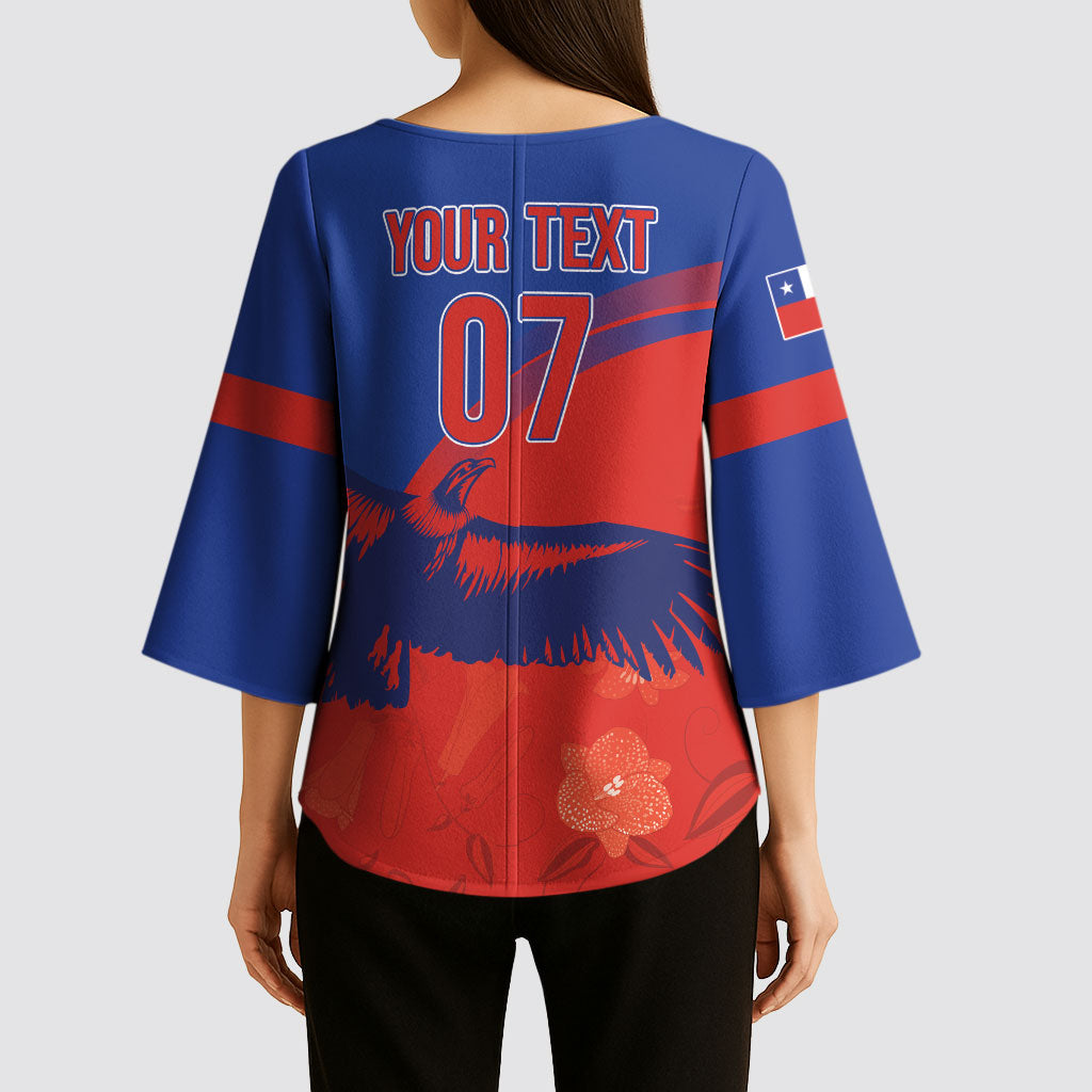 Chile Rugby Custom Los Condores Kimono Sleeve Blouse Copihue Motifs