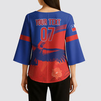 Chile Rugby Custom Los Condores Kimono Sleeve Blouse Copihue Motifs