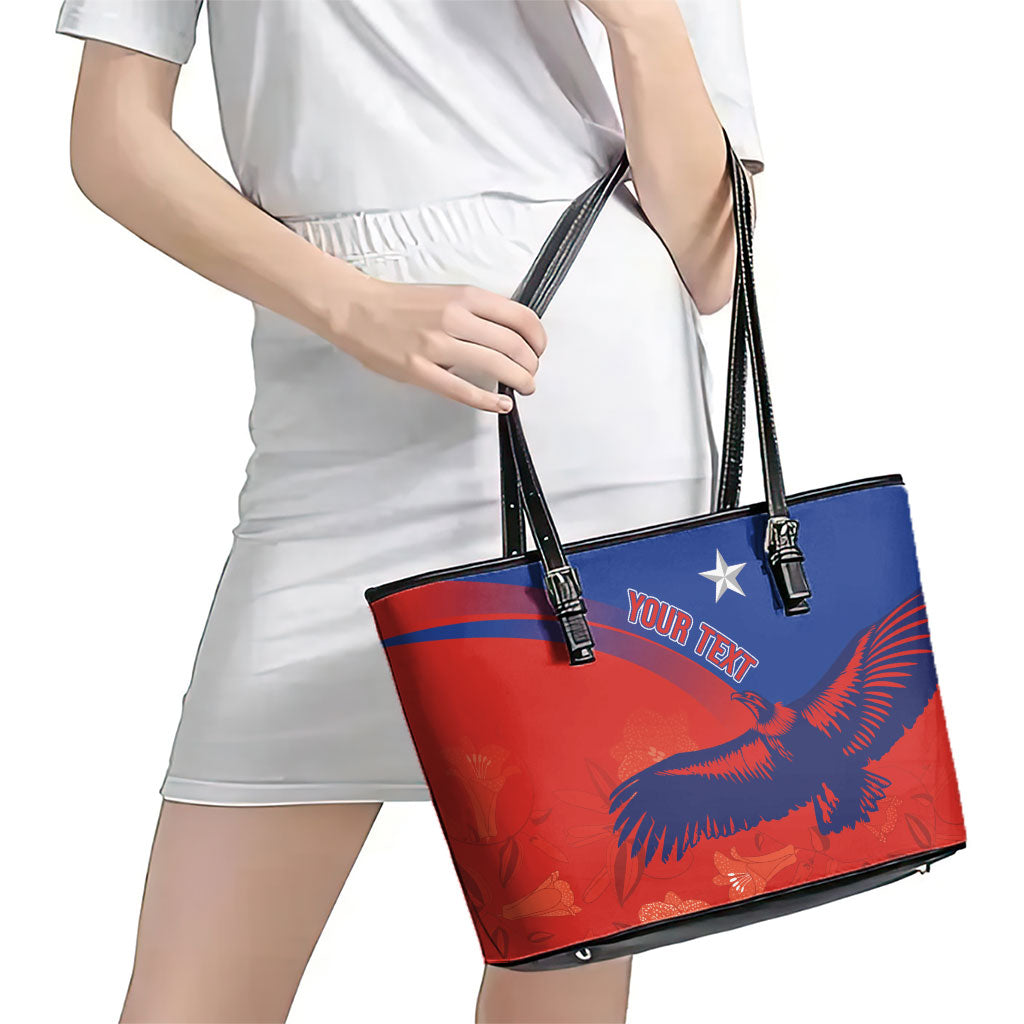 Chile Rugby Custom Los Condores Leather Tote Bag Copihue Motifs