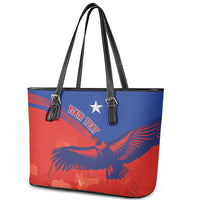 Chile Rugby Custom Los Condores Leather Tote Bag Copihue Motifs