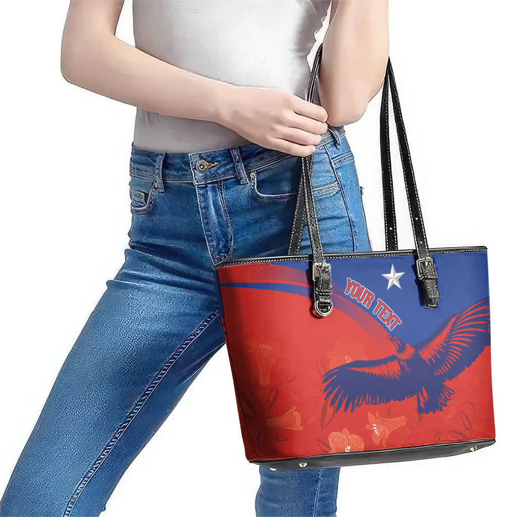 Chile Rugby Custom Los Condores Leather Tote Bag Copihue Motifs