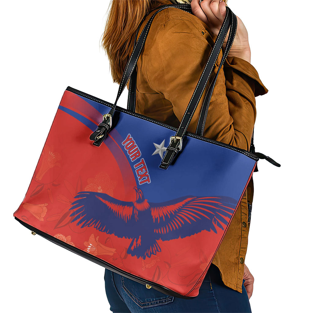 Chile Rugby Custom Los Condores Leather Tote Bag Copihue Motifs
