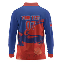 Chile Rugby Custom Los Condores Long Sleeve Polo Shirt Copihue Motifs
