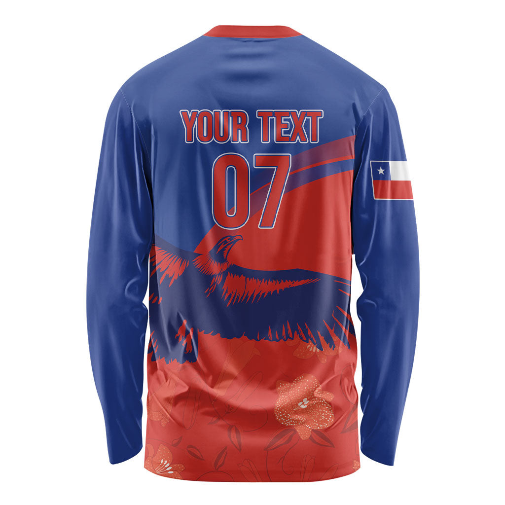 Chile Rugby Custom Los Condores Long Sleeve Shirt Copihue Motifs