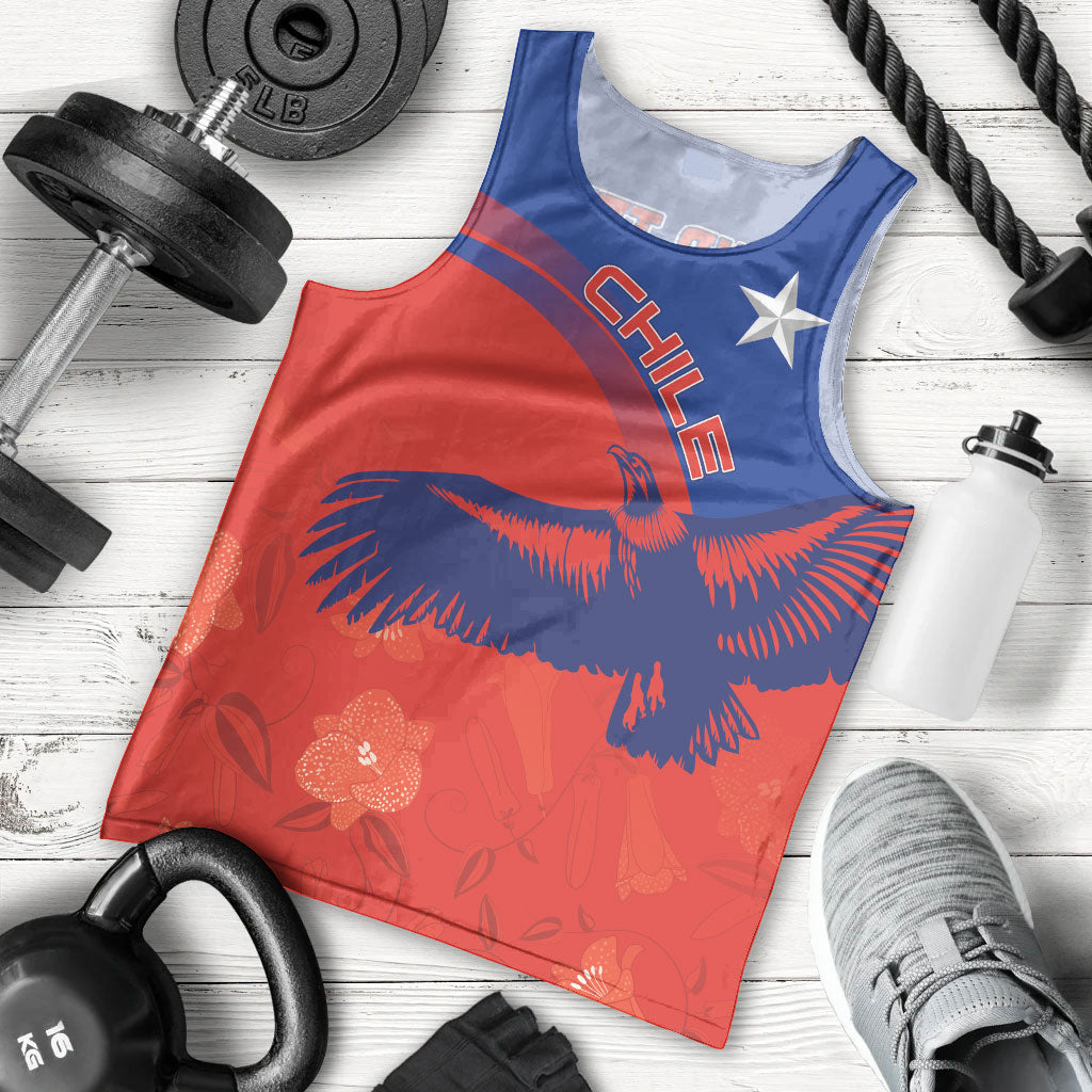 Chile Rugby Custom Los Condores Men Tank Top Copihue Motifs