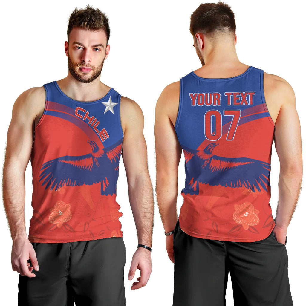 Chile Rugby Custom Los Condores Men Tank Top Copihue Motifs